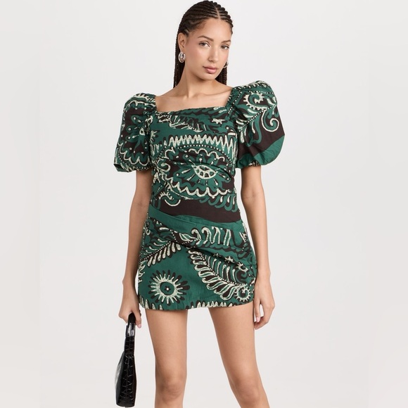 NWT - SEA Green Charlough Print Paisley Puff Sleeve Draped Dress - Size 4 - Picture 5 of 9